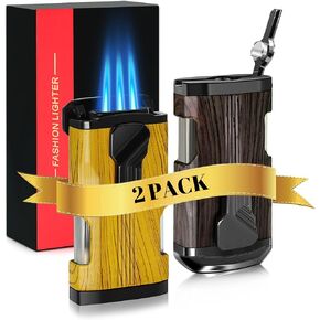 ولاعة شعلة وانبرو، لهب نفاث ثلاثي، مع ثقب، نافذة غاز مرئية، ولاعات إعادة تعبئة البوتان الخشبية العتيقة (بدون غاز) in Kuwait