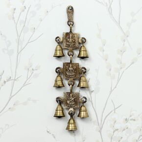 أجراس معلقة على الحائط من النحاس من eCraftIndia Ganesha Laxmi Saraswati (10 سم × 2 سم × 31، بني) in Kuwait