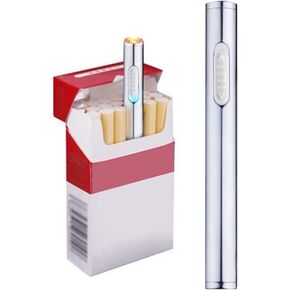 ولاعات USB صغيرة إلكترونية قابلة لإعادة الشحن ومقاومة للرياح ولاعة سجائر محمولة عديمة اللهب (فضية) in Kuwait