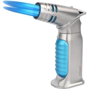 ولاعة شعلة بريسبون، ولاعة بوتان رباعية 4 لهب نفاث مقاومة للرياح مع قفل أمان ولاعة قابلة لإعادة الملء قابلة للتعديل للمطبخ والشواء والشموع والتخييم (البوتان غير متضمن) (معدن معدني) in Kuwait