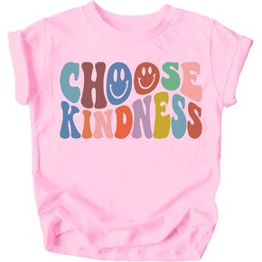 Olive Loves Apple Choose Kindness Colorful Retro Shirt for Baby Toddler and Kids for Girls