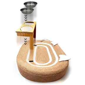 Cat Scratcher Cardboard 3 in 1, Oval Cat Scratching Board Pad Bowl Nest for Indoor Cats Grinding Claw, Cat Scratcher Bed, Cardboard Cat Bed with Elevated Cat Food Dish in Saudi Arabia