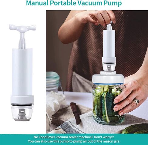 جلاسة ماسون وخرطوم الملحقات من سي اس دي متوافق مع جهاز تفريغ الهواء لحفظ الطعام - مجموعة سدادة تفريغ للفم العادي والعريض - سدادة تفريغ محمولة مع مضخة وفتاحة علب - إكسسوارات للمطبخ in Kuwait