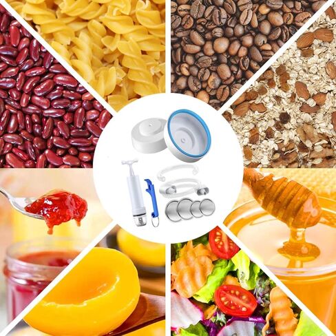 جلاسة ماسون وخرطوم الملحقات من سي اس دي متوافق مع جهاز تفريغ الهواء لحفظ الطعام - مجموعة سدادة تفريغ للفم العادي والعريض - سدادة تفريغ محمولة مع مضخة وفتاحة علب - إكسسوارات للمطبخ in Kuwait