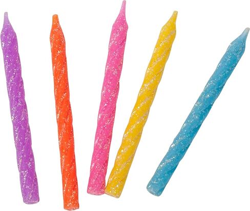 شموع كعكة عيد الميلاد اللامعة بألوان متنوعة، 20 قطعة - زينة كعكة الشموع لحفلات أعياد الميلاد وحفلات الزفاف in Kuwait