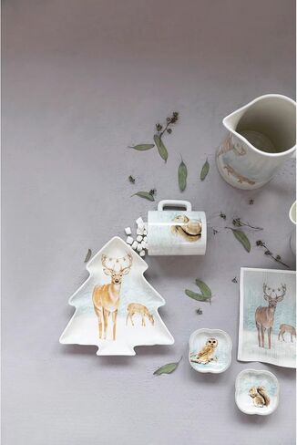 Stoneware Tree Shaped Plate with Deer, Multicolor in Saudi Arabia