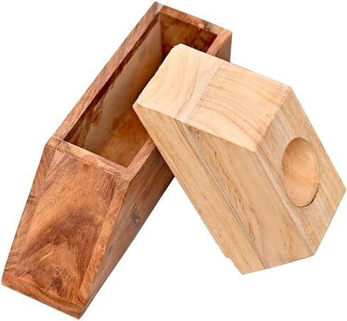 leatherooze Plant Urn with Magnetic Joint Solid Wooden Urn for Adult Human Ash Cremation Funeral Handcrafted Wood Urn Decorative Urn Large Urn Interior in Kuwait