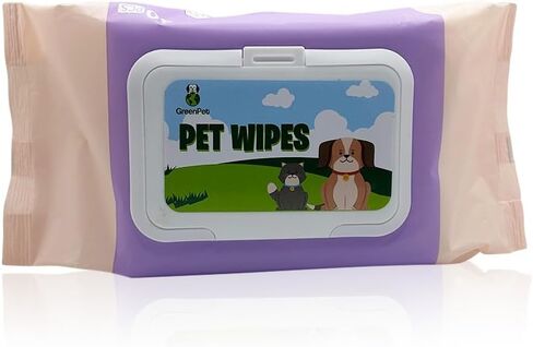 GreenPet Cat and Dog Wipes for Paws, Butt, Eyes, Ears and Body for Cleaning and Deodorizing; Hypoallergenic, Unscented 80 Pack Dog and Cat Grooming and Bathing Supply Essential; Kitten and Puppy Wipes in Kuwait