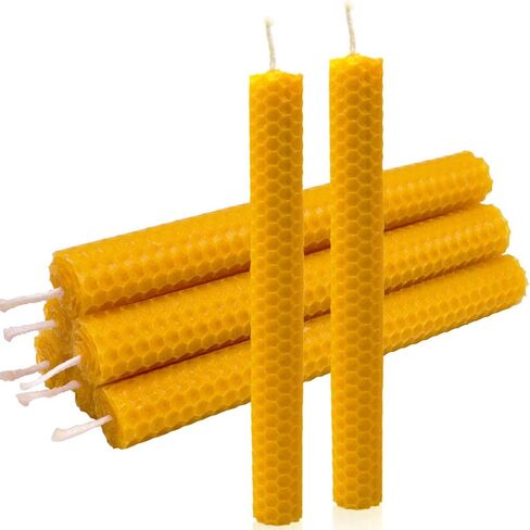 DEYBBY Natural Beeswax Taper Candles,Honeycomb Hand Rolled Beeswax Candles, Dripless and Smokeless, Set of 4 Flat Top(Black Orange) in Saudi Arabia