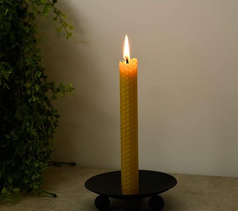 DEYBBY Natural Beeswax Taper Candles,Honeycomb Hand Rolled Beeswax Candles, Dripless and Smokeless, Set of 4 Flat Top(Black Orange) in Saudi Arabia