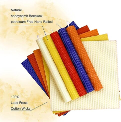 DEYBBY Natural Beeswax Taper Candles,Honeycomb Hand Rolled Beeswax Candles, Dripless and Smokeless, Set of 4 Flat Top(Black Orange) in Saudi Arabia