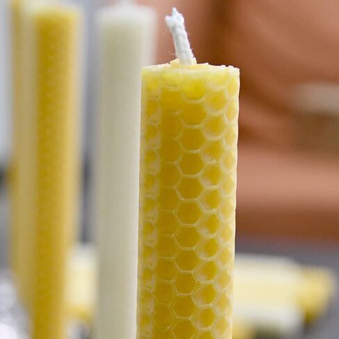 DEYBBY Natural Beeswax Taper Candles,Honeycomb Hand Rolled Beeswax Candles, Dripless and Smokeless, Set of 4 Flat Top(Black Orange) in Saudi Arabia