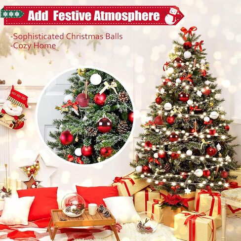 TranquilBliss Christmas Ball Ornaments 24pcs 2.5-Inch Christmas Tree Decorations for Xmas Tree Balls, Ideal for Holiday Christmas Party Wreath Tabletop Tree Decor Ornaments（Red） in Kuwait