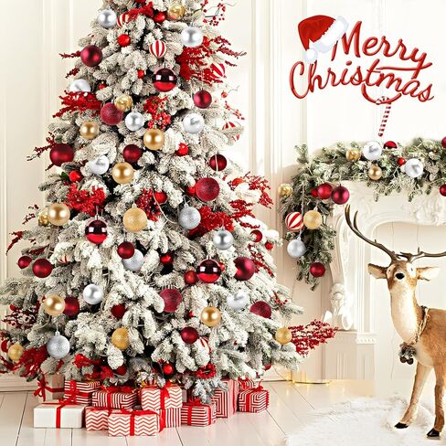 TranquilBliss Christmas Ball Ornaments 24pcs 2.5-Inch Christmas Tree Decorations for Xmas Tree Balls, Ideal for Holiday Christmas Party Wreath Tabletop Tree Decor Ornaments（Red） in Kuwait