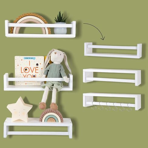 Set of 3 Floating Nursery Book Shelves, Wall Bookshelves for Kids, Baby Bookshelf, Nursery Bookshelf, Wall Book Shelf, Baby Book Shelf for Nursery, Hanging Book Shelves (Natural) in Saudi Arabia