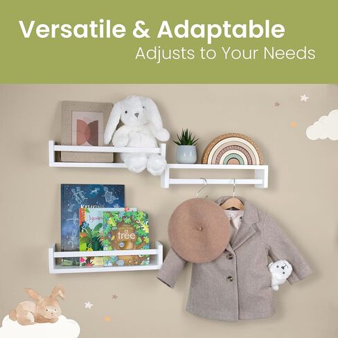 Set of 3 Floating Nursery Book Shelves, Wall Bookshelves for Kids, Baby Bookshelf, Nursery Bookshelf, Wall Book Shelf, Baby Book Shelf for Nursery, Hanging Book Shelves (Natural) in Saudi Arabia
