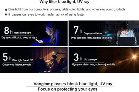 VOOGLAM Oversize Square Blue Light Blocking Glasses for Women Anti Eyestrain UV Computer Eyewear Jace in Saudi Arabia