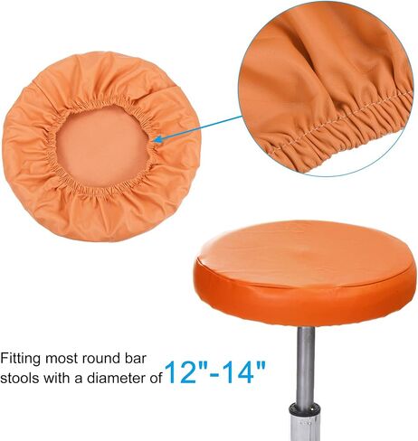 PATIKIL Round Bar Stool Cover, PU Leather Washable Elastic Stool Cushion Cover for Diameter 12"-14" Chair, Black in Saudi Arabia