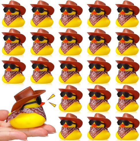 24 Set Cowboy Rubber Duck Bulk Mini Yellow Duckies Bath Party Tiny Ducks Bathtub Toy with Cowboy Hat Paisley Bandanas Sunglasses for Birthday Party Favor(Elegant Style) in Saudi Arabia