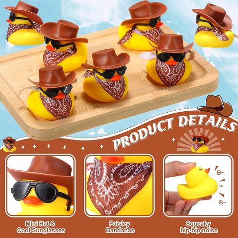 24 Set Cowboy Rubber Duck Bulk Mini Yellow Duckies Bath Party Tiny Ducks Bathtub Toy with Cowboy Hat Paisley Bandanas Sunglasses for Birthday Party Favor(Elegant Style) in Saudi Arabia