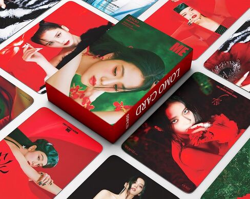 فن وير تيك مجموعة بطاقات صور بتصميم زهور من جيسو مكونة من 55 قطعة من البوم جيسو سولو 2023، بطاقات لومو باللونين الاسود والبينك، هدية لمحبي الكيه بوب للاولاد والبنات وبلينك in Kuwait