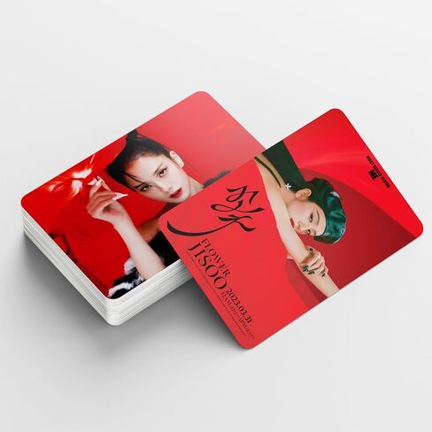 فن وير تيك مجموعة بطاقات صور بتصميم زهور من جيسو مكونة من 55 قطعة من البوم جيسو سولو 2023، بطاقات لومو باللونين الاسود والبينك، هدية لمحبي الكيه بوب للاولاد والبنات وبلينك in Kuwait