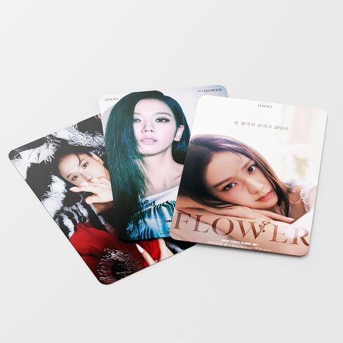 فن وير تيك مجموعة بطاقات صور بتصميم زهور من جيسو مكونة من 55 قطعة من البوم جيسو سولو 2023، بطاقات لومو باللونين الاسود والبينك، هدية لمحبي الكيه بوب للاولاد والبنات وبلينك in Kuwait