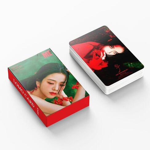 فن وير تيك مجموعة بطاقات صور بتصميم زهور من جيسو مكونة من 55 قطعة من البوم جيسو سولو 2023، بطاقات لومو باللونين الاسود والبينك، هدية لمحبي الكيه بوب للاولاد والبنات وبلينك in Kuwait