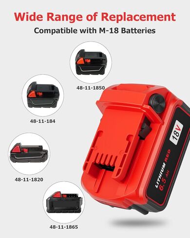 استبدال بطارية Lenoya 4 عبوات 18 فولت 6.5 أمبير لبطارية ميلووكي M-18 in Kuwait