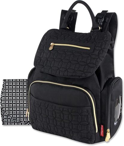 حقيبة ظهر عصرية مبطنة للحفاضات وحقيبة أطفال برباط للسفر متعددة الأغراض – مجموعة من 3 قطع (أسود) in Kuwait