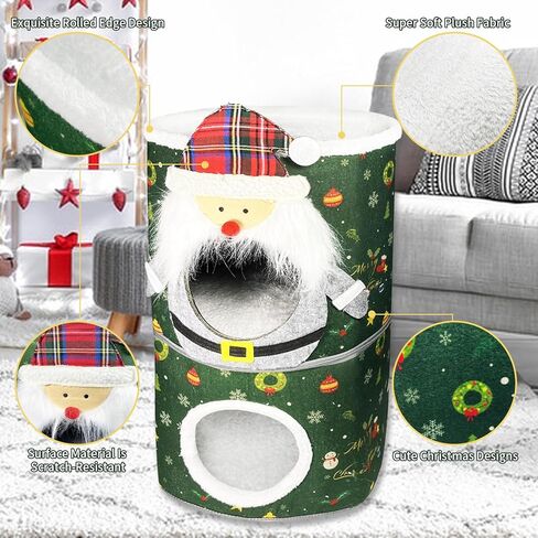 بيت قطط داخلي مريح - أثاث قابل للطي مكون من طابقين مع تصميم داخلي واسع ومبطن، مثالي للحيوانات الأليفة الصغيرة المتعددة والقطط الصغيرة/القطط الصغيرة in Kuwait