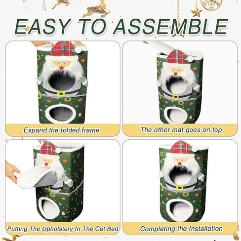 بيت قطط داخلي مريح - أثاث قابل للطي مكون من طابقين مع تصميم داخلي واسع ومبطن، مثالي للحيوانات الأليفة الصغيرة المتعددة والقطط الصغيرة/القطط الصغيرة in Kuwait