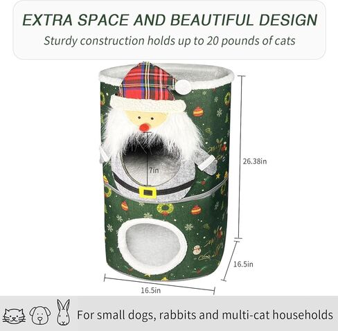 بيت قطط داخلي مريح - أثاث قابل للطي مكون من طابقين مع تصميم داخلي واسع ومبطن، مثالي للحيوانات الأليفة الصغيرة المتعددة والقطط الصغيرة/القطط الصغيرة in Kuwait