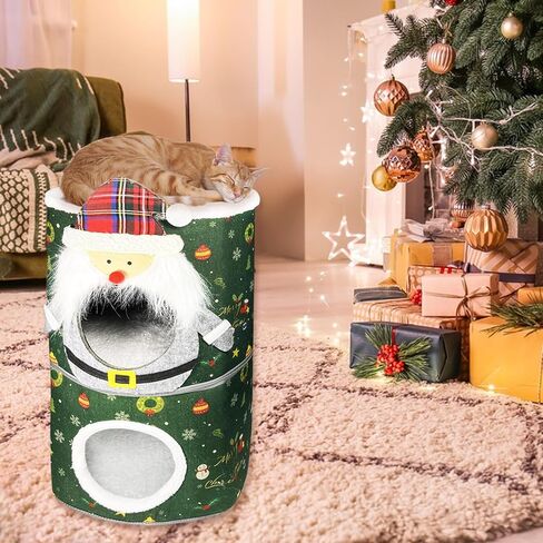 بيت قطط داخلي مريح - أثاث قابل للطي مكون من طابقين مع تصميم داخلي واسع ومبطن، مثالي للحيوانات الأليفة الصغيرة المتعددة والقطط الصغيرة/القطط الصغيرة in Kuwait