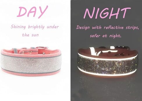 Diamond Dog Collar for Females Girls,Soft Velvet Leather with Bling Fancy Sparkly Crystal Rhinestones,Reflective Stripe,Suit Medium Large Dogs Doberman (Green, M) in Saudi Arabia