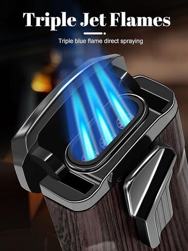 ولاعة شعلة وانبرو، لهب نفاث ثلاثي، مع ثقب، نافذة غاز مرئية، ولاعات إعادة تعبئة البوتان الخشبية العتيقة (بدون غاز) in Kuwait