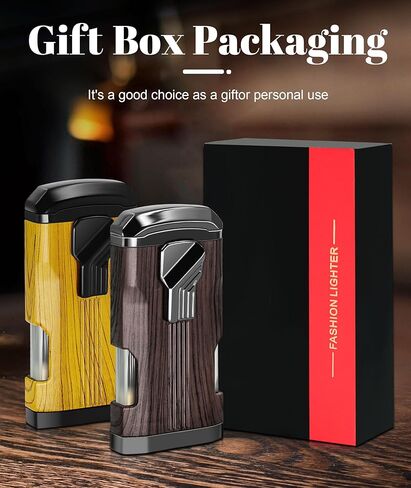 ولاعة شعلة وانبرو، لهب نفاث ثلاثي، مع ثقب، نافذة غاز مرئية، ولاعات إعادة تعبئة البوتان الخشبية العتيقة (بدون غاز) in Kuwait