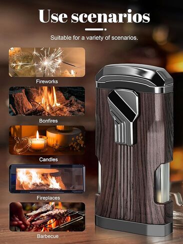 ولاعة شعلة وانبرو، لهب نفاث ثلاثي، مع ثقب، نافذة غاز مرئية، ولاعات إعادة تعبئة البوتان الخشبية العتيقة (بدون غاز) in Kuwait