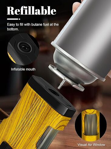 ولاعة شعلة وانبرو، لهب نفاث ثلاثي، مع ثقب، نافذة غاز مرئية، ولاعات إعادة تعبئة البوتان الخشبية العتيقة (بدون غاز) in Kuwait