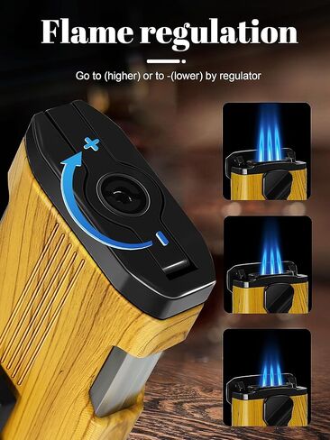 ولاعة شعلة وانبرو، لهب نفاث ثلاثي، مع ثقب، نافذة غاز مرئية، ولاعات إعادة تعبئة البوتان الخشبية العتيقة (بدون غاز) in Kuwait