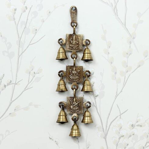 أجراس معلقة على الحائط من النحاس من eCraftIndia Ganesha Laxmi Saraswati (10 سم × 2 سم × 31، بني) in Kuwait