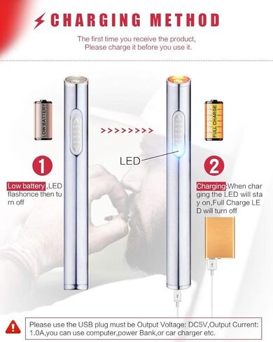 ولاعات USB صغيرة إلكترونية قابلة لإعادة الشحن ومقاومة للرياح ولاعة سجائر محمولة عديمة اللهب (فضية) in Kuwait
