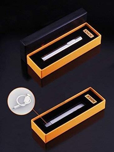 ولاعات USB صغيرة إلكترونية قابلة لإعادة الشحن ومقاومة للرياح ولاعة سجائر محمولة عديمة اللهب (فضية) in Kuwait