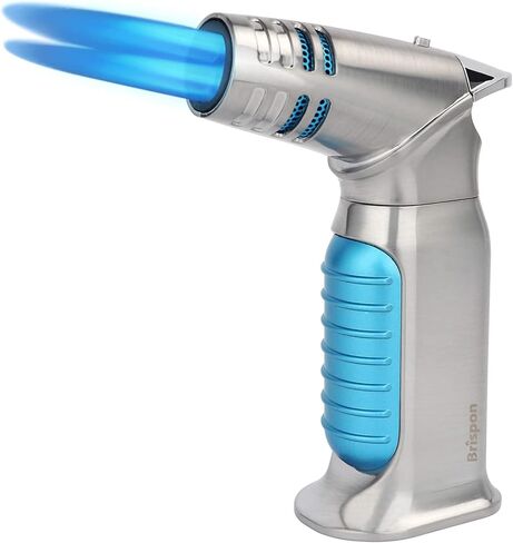BRISPON Torch Lighter, Quad 4 Jet Flame Windproof Butane Lighter with Safety Lock Adjustable Refillable Lighter for Kitchen Grill BBQ Candle Camping (Butane NOT Included) (Gunmetal) in Kuwait