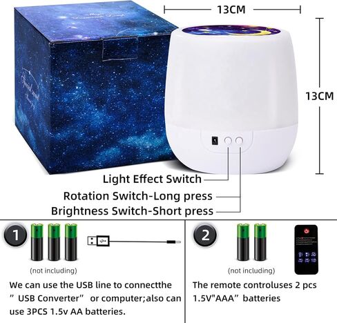 اضواء ليلية على شكل نجوم للاطفال، جهاز عرض النجوم بجهاز تحكم عن بعد، مع مؤقت LED، مصابيح اضاءة ليلية للكوكب تدور 360 درجة لعرض السماء المرصعة بالنجوم والمجرات لغرف نوم الاطفال، افضل الهدايا للاطفال in Saudi Arabia