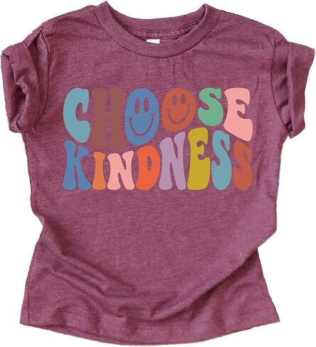 قميص Olive Loves Apple اختر Kindness الملون ذو الطراز القديم للأطفال الصغار والأطفال البنات in Kuwait