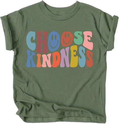 قميص Olive Loves Apple اختر Kindness الملون ذو الطراز القديم للأطفال الصغار والأطفال البنات in Kuwait