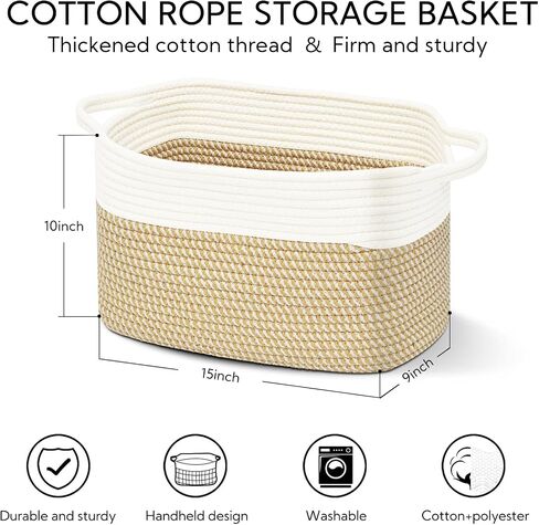 Cushonova Design 3-Pack Storage Baskets for Shelves, Playroom and Classroom Basket, Book Decorative Cube Bins, Woven Closet Organizers, Baby Nursery Baskets Small Size Set 15 * 9.9 * 9.1 In（3pcs） in Saudi Arabia