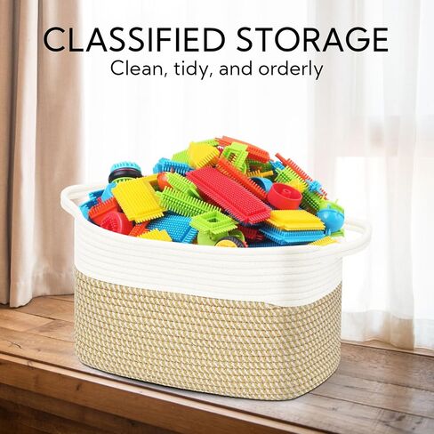 Cushonova Design 3-Pack Storage Baskets for Shelves, Playroom and Classroom Basket, Book Decorative Cube Bins, Woven Closet Organizers, Baby Nursery Baskets Small Size Set 15 * 9.9 * 9.1 In（3pcs） in Saudi Arabia