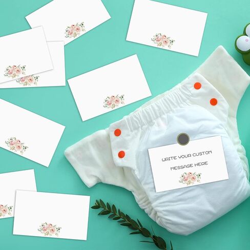 Late Night Diapers Sign, Greenery Floral Note Cards Diaper Thoughts, Late Night Diaper Baby Shower Game Set(1 Standing Sign + 20 Blank Greeting Cards), Blush Pink Baby Shower Party Favor Decor - A07 in Saudi Arabia